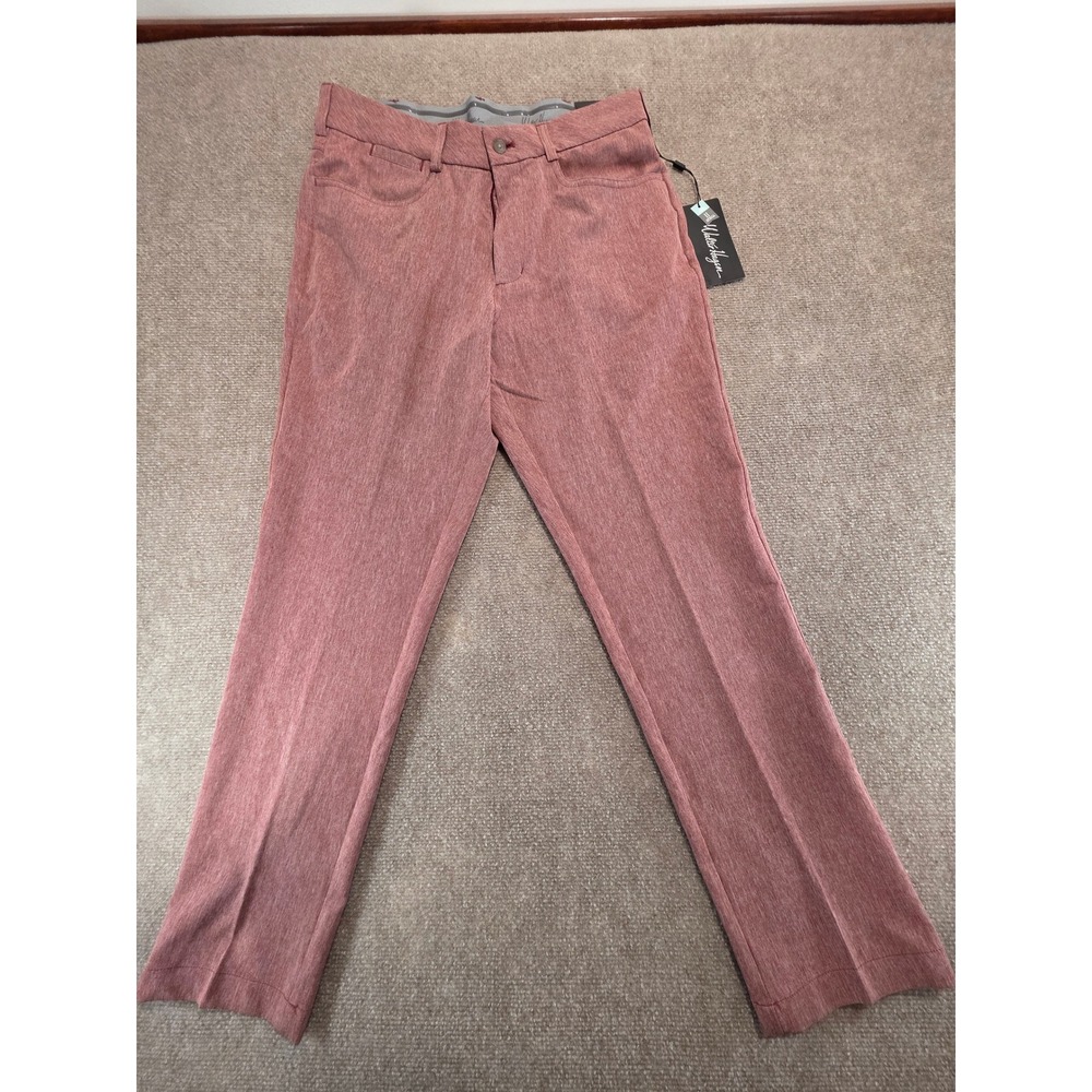 New Walter Hagen Mens Perfect 11 Golf Pants 32x30 Slim Fit Maroon HTR MGA35125